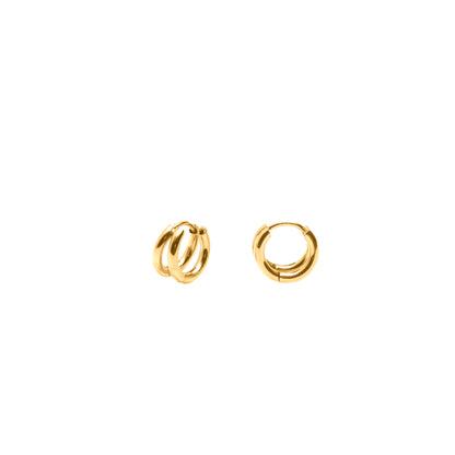 GOLD DOUBLE LAYER HUGGIES HOOP EARRINGS